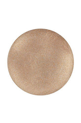 A champagne gold circular shape nail polish sample color swatch in white color background